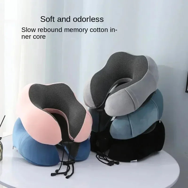 Massage U‑Shaped Memory Foam Travel Neck Pillow Ergonomic Cervical Support Cushion for Airplane Car Road Trip Rest