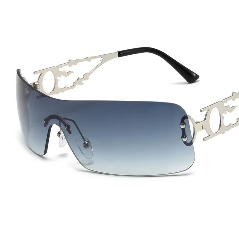 New Fashion Rimless Y2K Sunglasses Women Men 2026 High Quality Trending Product Rave Party Festival Oculos De Sol UV400