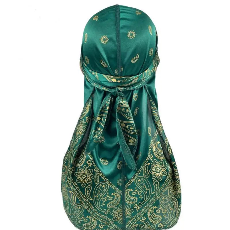 Satin Floral Printed Headband Scarves for Women Hair Accessories Mens Doo Rag Durag Long Tail Cap Bandana Turban Unisex Headwear