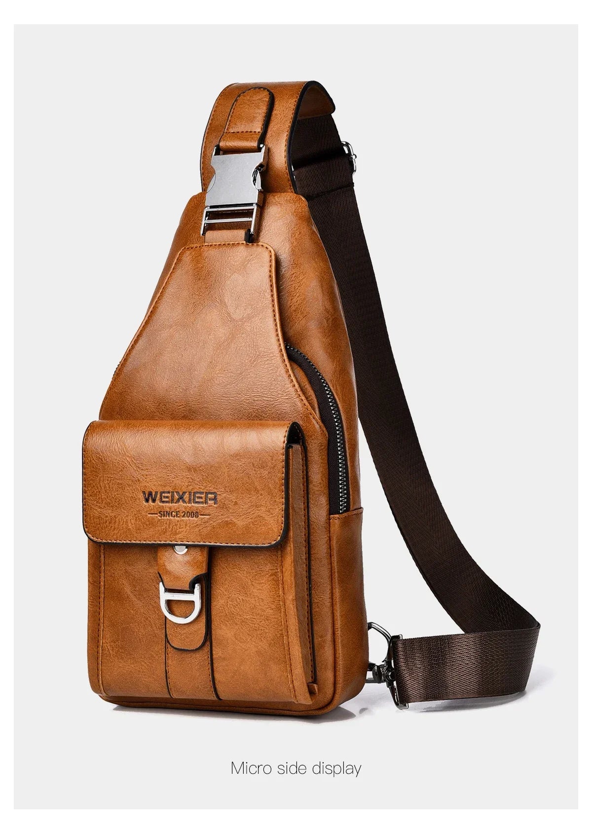 2026 New Men's Bag High Quality PU Leather Men's Chest Bag Simple Waterproof Single Shoulder Crossbody Bags Messenger Bag Gift