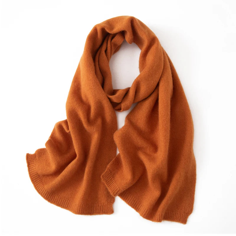 Soft 100% Cashmere Scarf for Autumn and Winter, Women's Knitted Warm Neck Protection Scarf 160*25CM