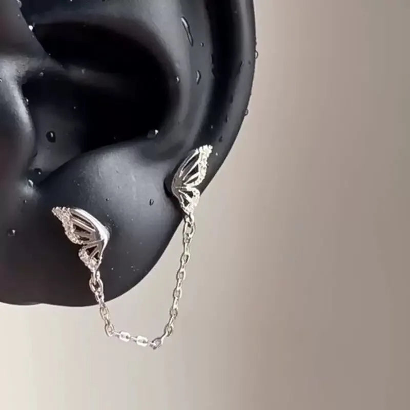 1 Pcs White Heart Bowknot Titanium Steel Ear Bone Nail Shiny Allergy Prevention Women Cochlear Accessories Piercing Earrings