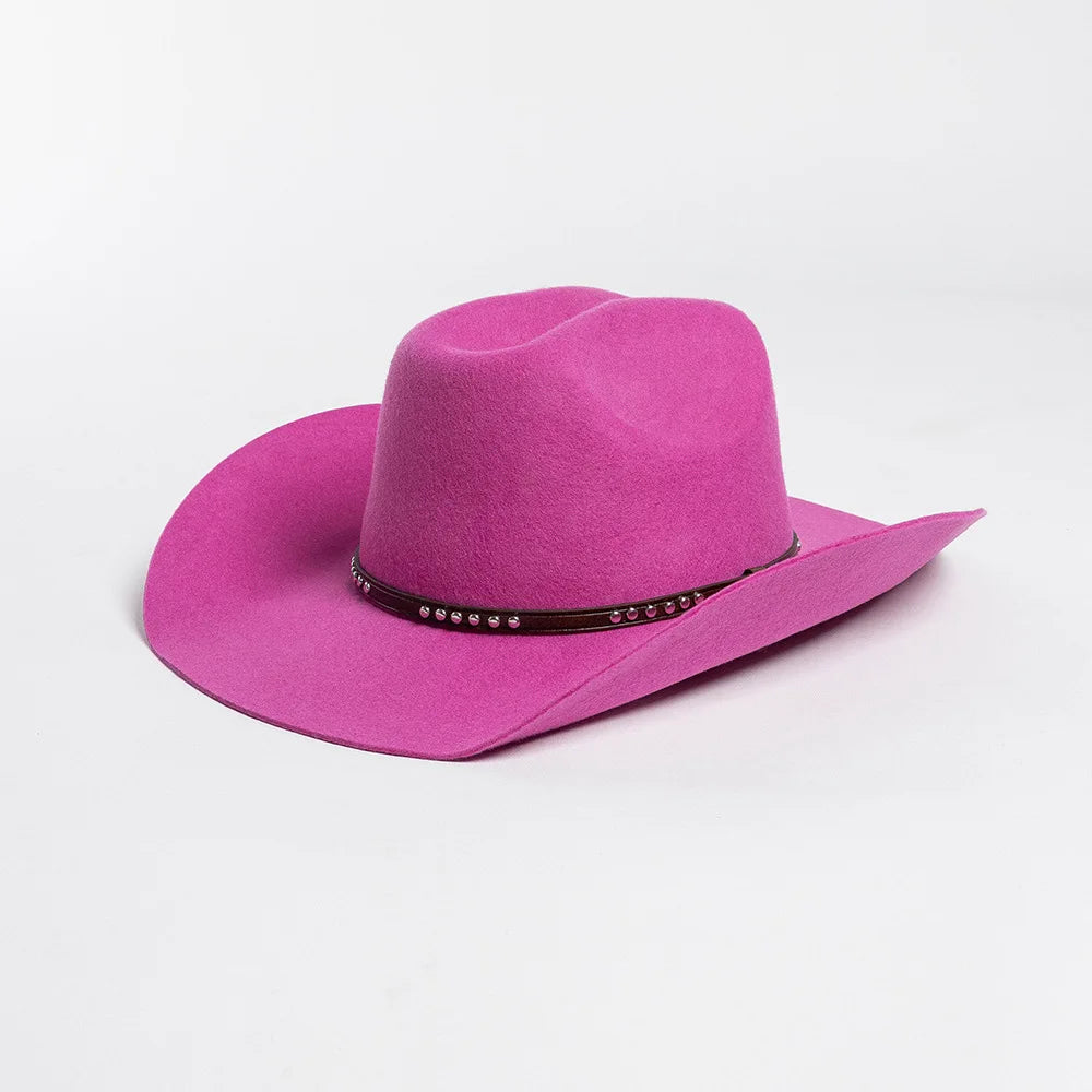 USPOP Autumn Winter Western Cowboy Hat Unisex Casual Studded Wool Felt Hat with Belt  Large Size Fedora Available in Sizes S-XL