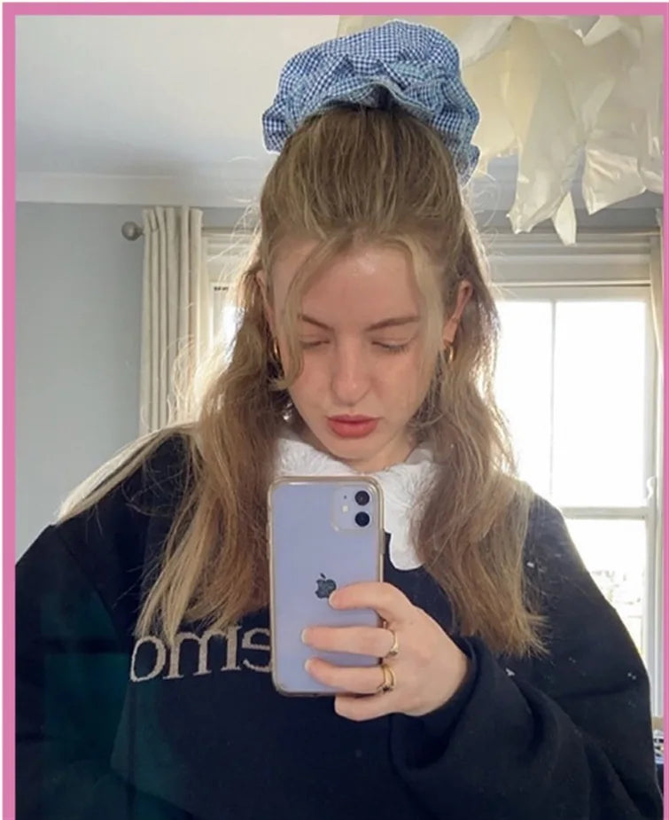 Small Design Hair Scrunchies For Woman Summer Cute Four Layer Plaid Headwear Pure Cotton Edge Extra Large Intestinal Hair Loop