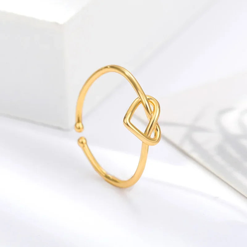 Stainless Steel Rings for Women Gold Color Couple Heart Ring 2024 Trend New Wedding Aesthetic Luxury Jewelry Anillos Mujer