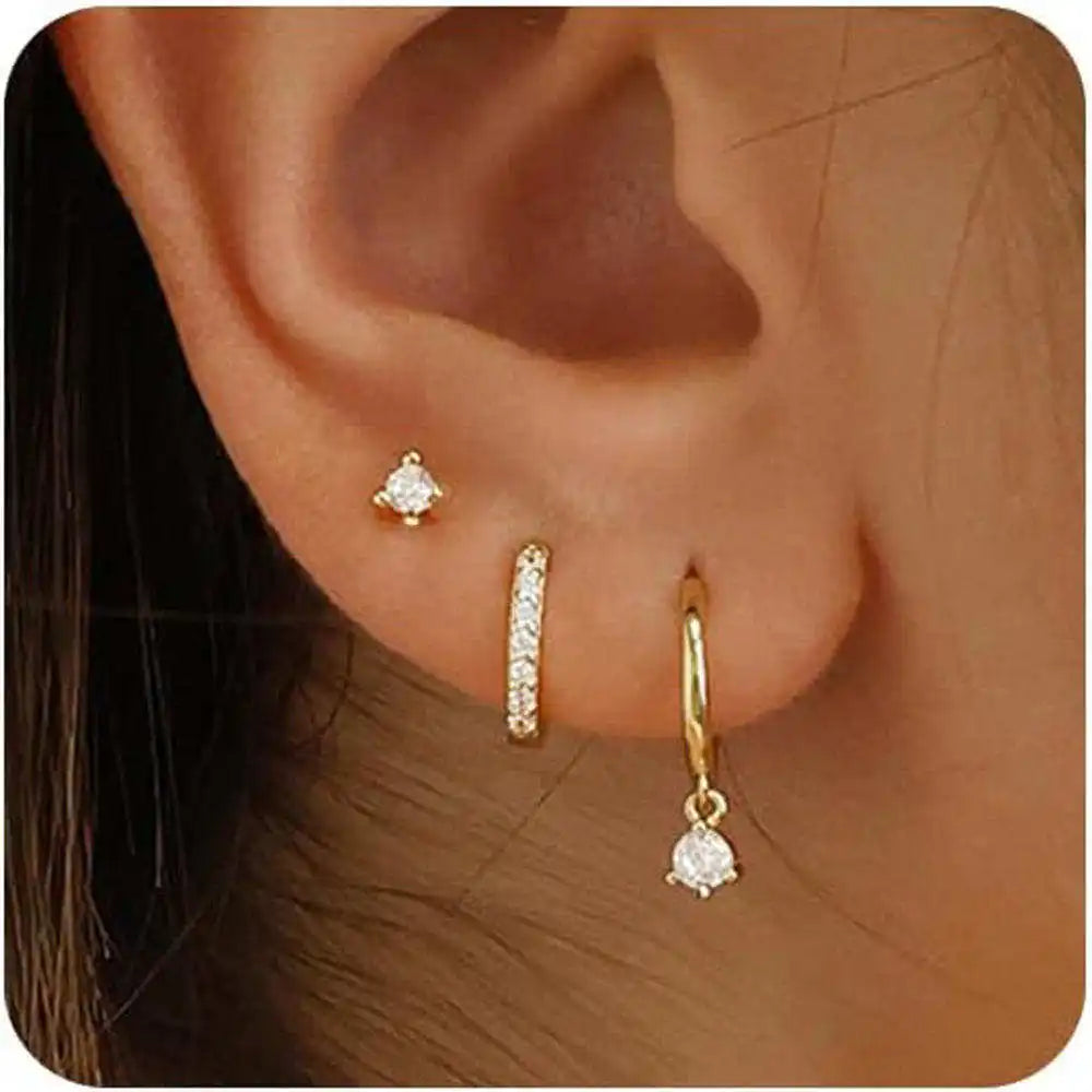 Women 14K Gold Plated Dangle Earrings Dainty CZ Non Tarnish Long Dangling Wedding Bridesmaid Hoop Earring Jewelry Christmas Gift