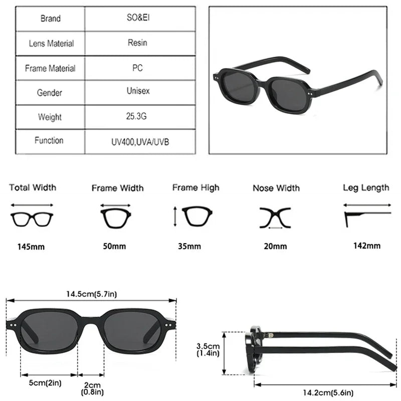 SO&EI Retro Small Oval Sunglasses Women Shades UV400 Fashion Rivets Men Jelly Color Gradient Punk Sun Glasses