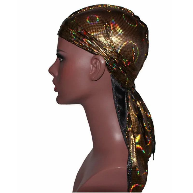 Satin Floral Printed Headband Scarves for Women Hair Accessories Mens Doo Rag Durag Long Tail Cap Bandana Turban Unisex Headwear