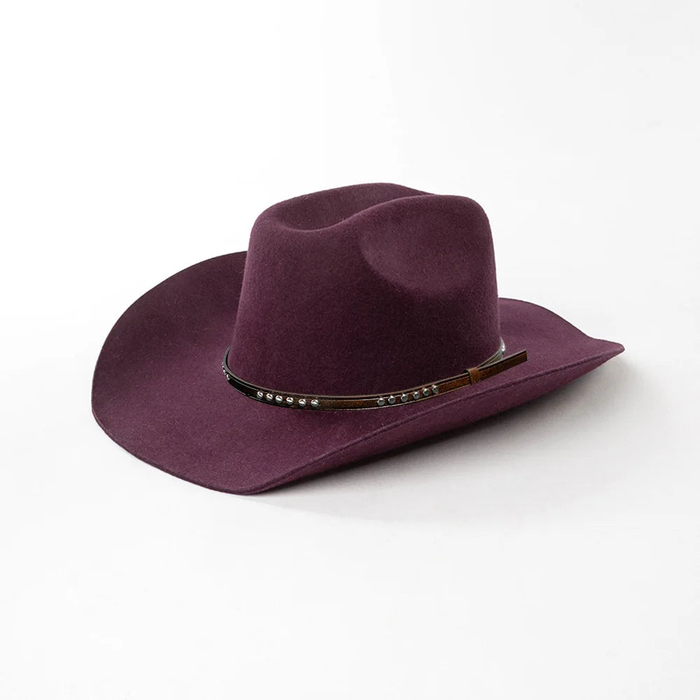 USPOP Autumn Winter Western Cowboy Hat Unisex Casual Studded Wool Felt Hat with Belt  Large Size Fedora Available in Sizes S-XL