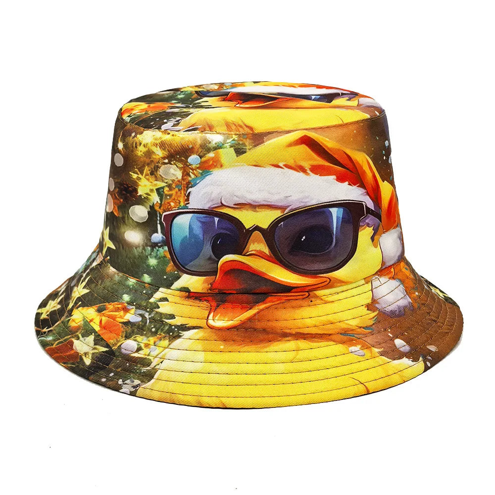 Duck Print Panama Summer Sunscreen Sun Hat Women Men Suitable for Daily Wear Bucket Hats Travel Fashion Decorate Fisherman Hats