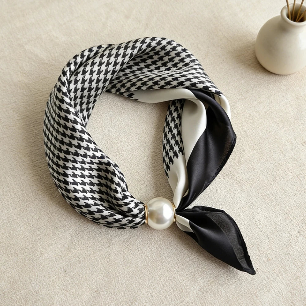 1/2PCS Elegant Pearl Tail Magnetic Clasp Scarf Summer New Versatile Breathable Fashion Artistic Accessory Neck Wrap Scarves