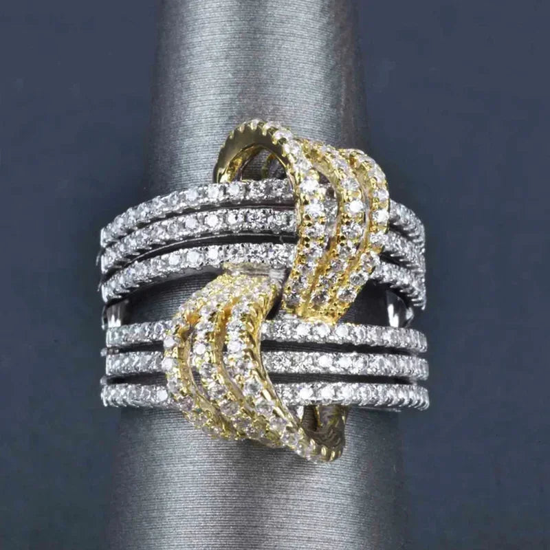 CAOSHI Luxury Cubic Zirconia Gold Color/Silver Color Ring Finger Newly Designed Wedding Accessories for Women Statement Jewelry