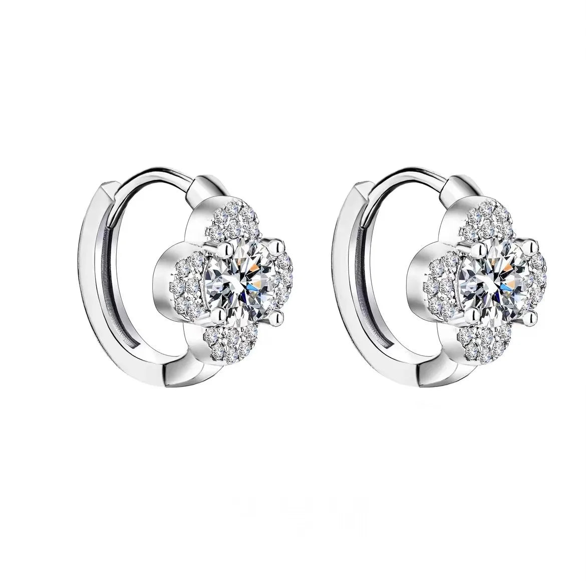 PT950 Clover Moissanite Earrings Full Diamond Ear Climbers  Platinum Jewelry Wholesale Lucky Luxury Gift for Womenearrings for w