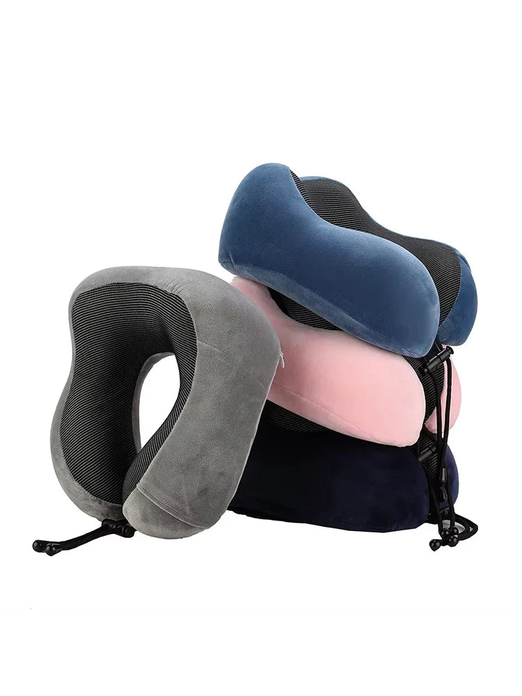 Massage U‑Shaped Memory Foam Travel Neck Pillow Ergonomic Cervical Support Cushion for Airplane Car Road Trip Rest