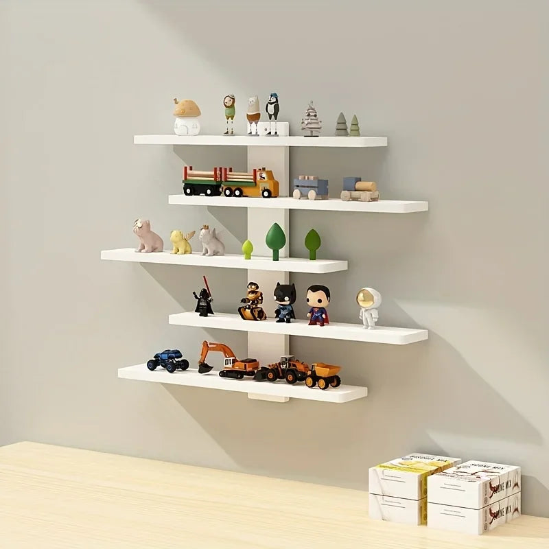 Adjustable Wall-mounted Display Stand for Action Dolls, Small Building Blocks and Collectibles - Modern Indoor Storage Shelf