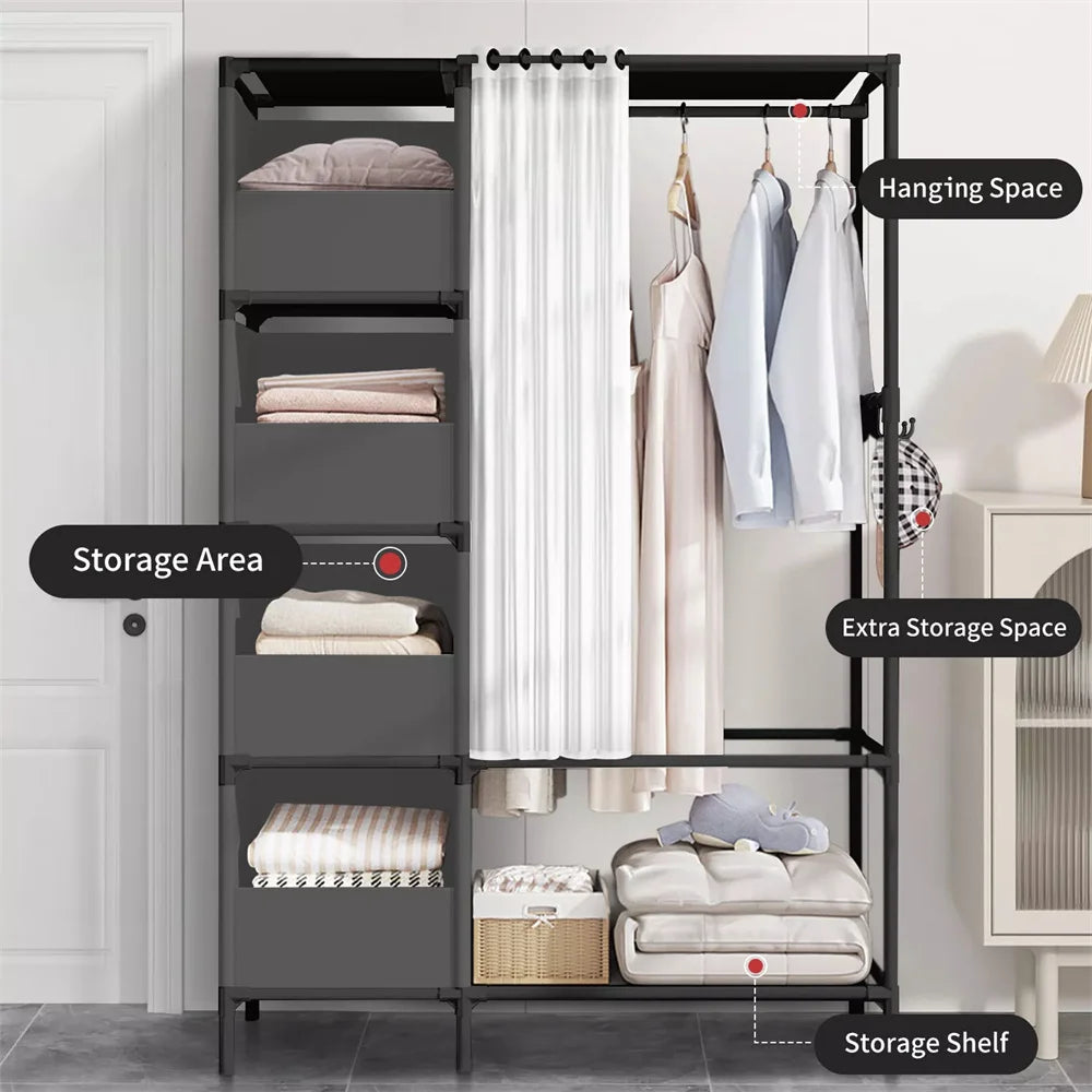 Metal Closet Clothes Rail Wardrobes Living Room Storage Garment Shoes Shelf Heavy Duty Hanging Rack Shelving Clothing Hanger