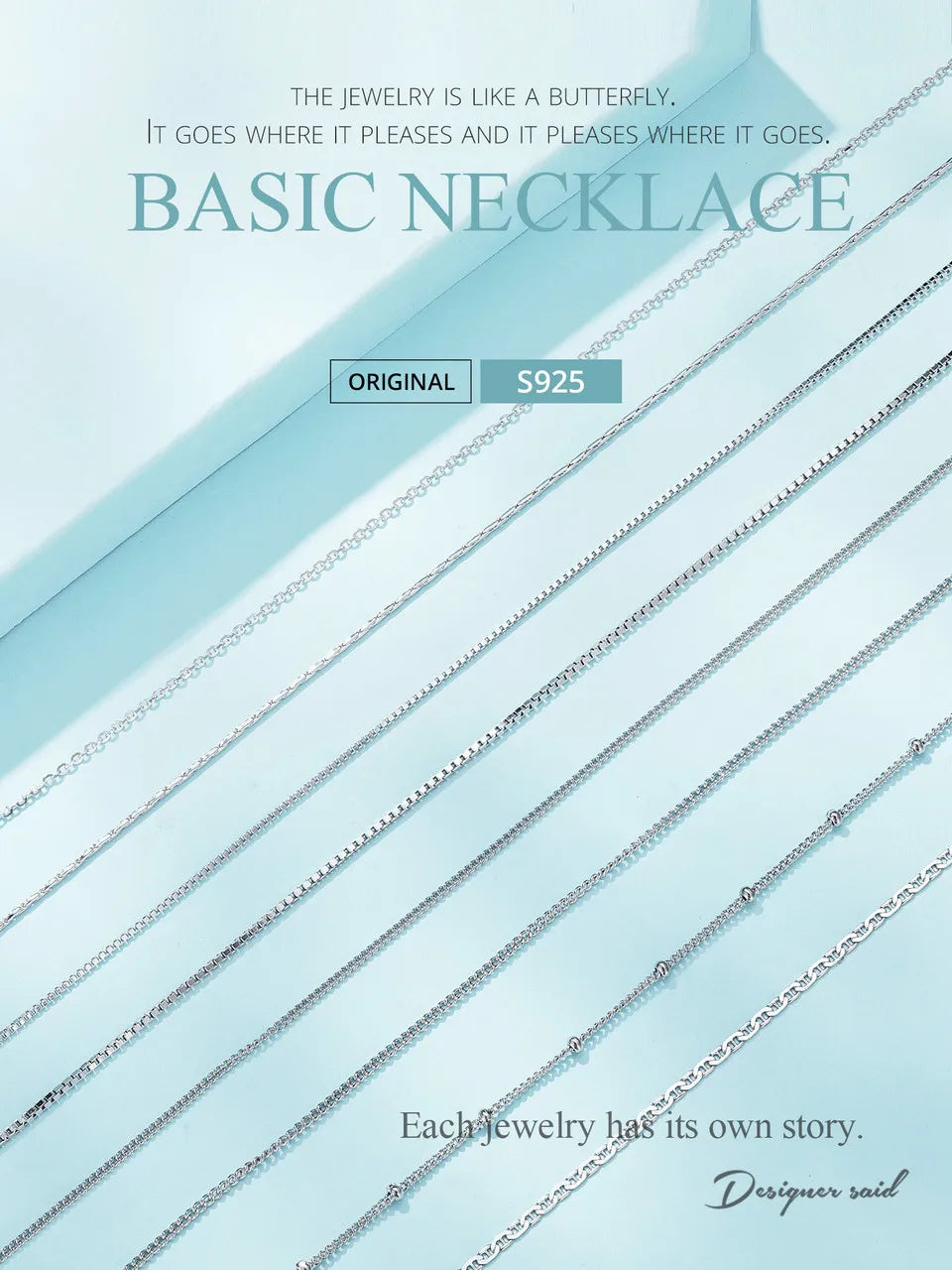 WOSTU Classic Basic Chains Solid 925 Sterling Silver O-Shaped Necklace Twisted Snake Bar Singapore Box Chain Square Links 45CM