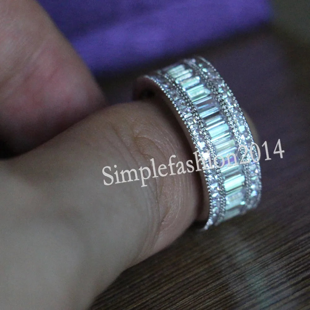 Luxury Lab Diamond Engagement Ring 14K White Gold Wedding Band Rings for Women Men Jewelry