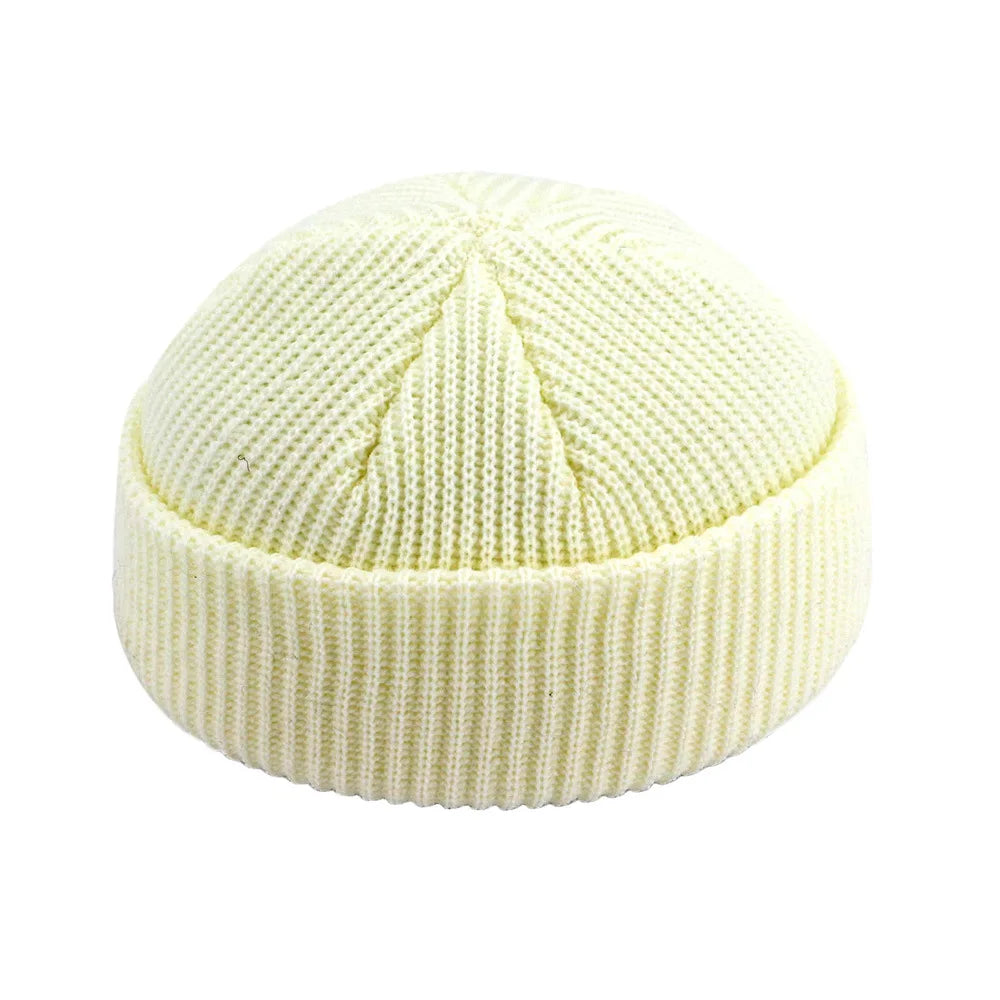 Beanie Knit Hats Fashion Men Boy Skullcap Sailor Caps Cuffs Retro Navy Short Hat Solid Color Unisex Winter Warm Cap Roll-up Edge