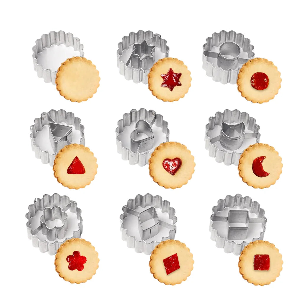 9PCS Jam Cookie Cutter Set Food Grade Moon Star Heart Flower Easy Clean Molds for Fondant Biscuit Pastry Home Baking