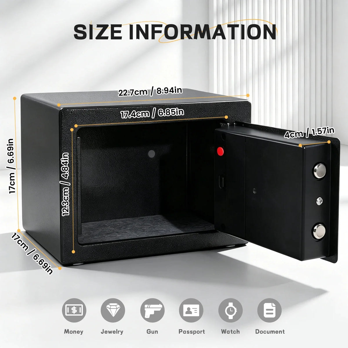 2026 NEW Electronic Safe Deposit Safe Box All Steel for Home Office Password and Key Unlock Safe and Compact