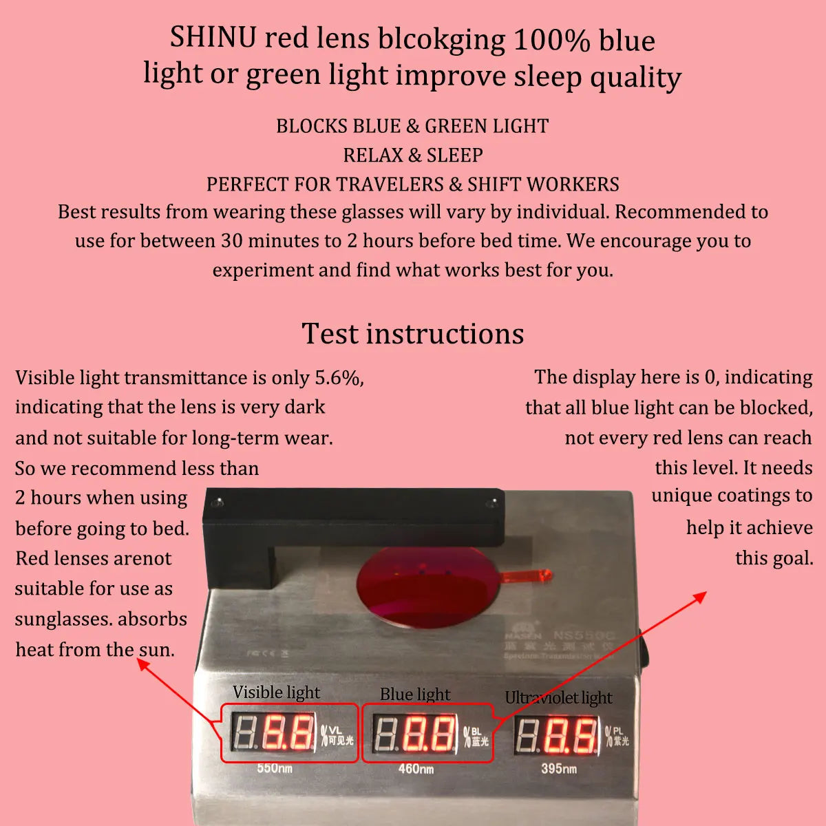 SHINU Red Lens Glasses Women Sleep Better Blue Light Blocking Glasses for Long Screen Time Orange Lens Glasses Gaming Eyewear