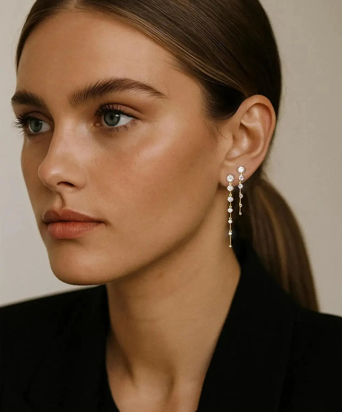 Women 14K Gold Plated Dangle Earrings Dainty CZ Non Tarnish Long Dangling Wedding Bridesmaid Hoop Earring Jewelry Christmas Gift
