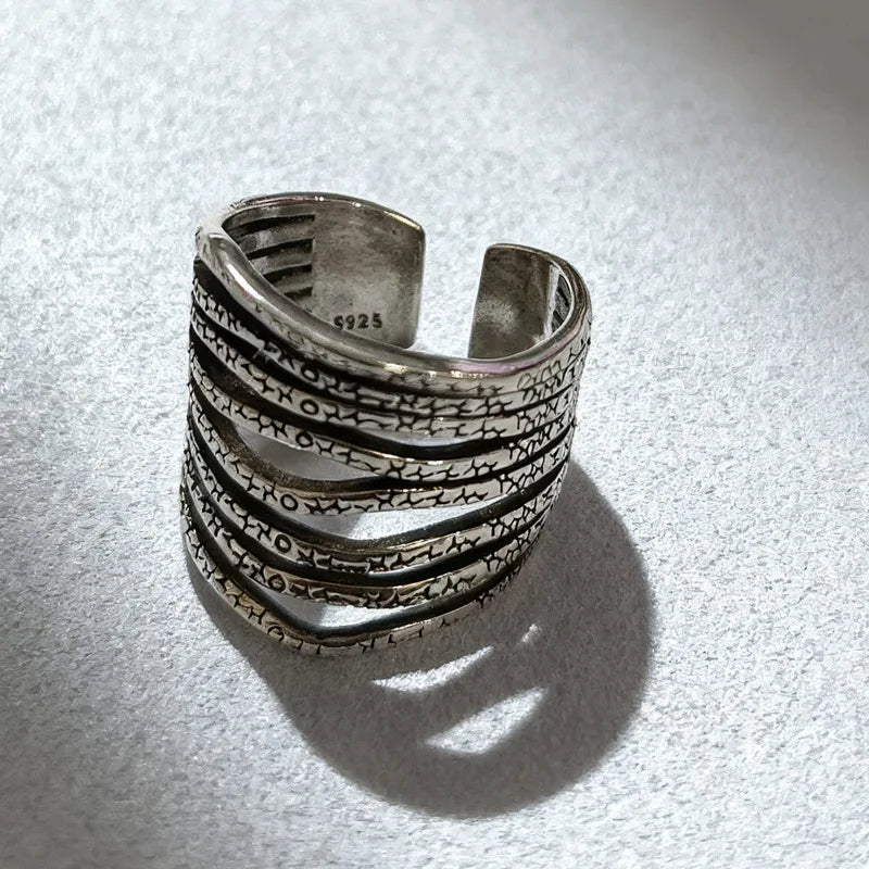Sam Panda 925 Sterling Silver Rings For Women Men Fine Jewelry Finger Adjustable Open Wing Shape Ring For Party Birthday Gift