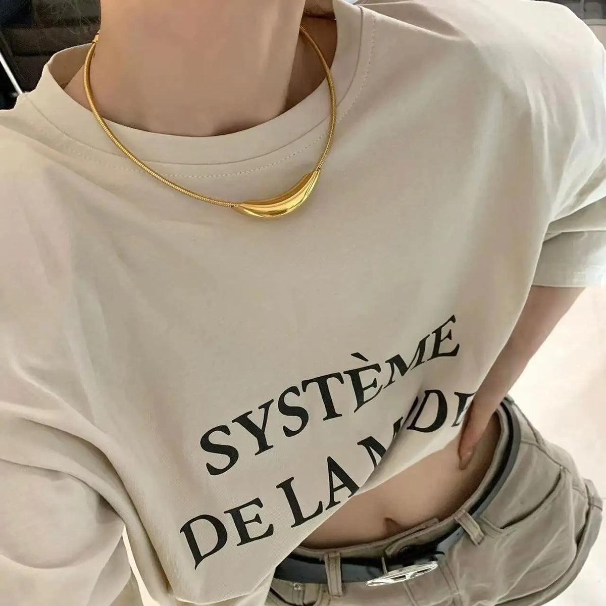 French Retro Design Metal Tube Snake Bone Chain Collar For Women's Exaggerated Stainless Steel Necklace Girls' Colorless Jewelry
