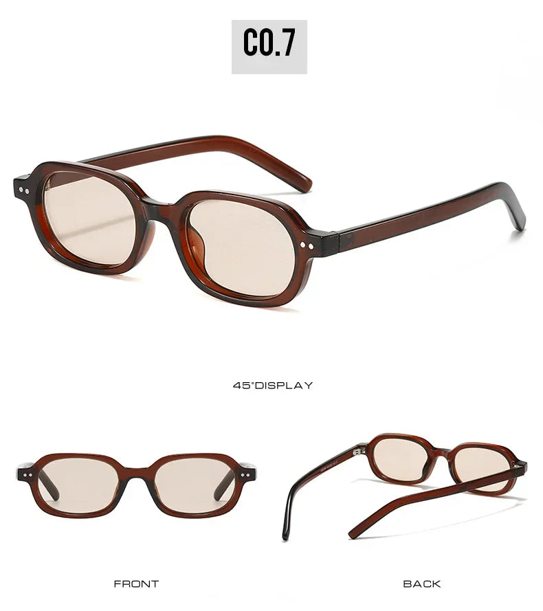 SO&EI Retro Small Oval Sunglasses Women Shades UV400 Fashion Rivets Men Jelly Color Gradient Punk Sun Glasses