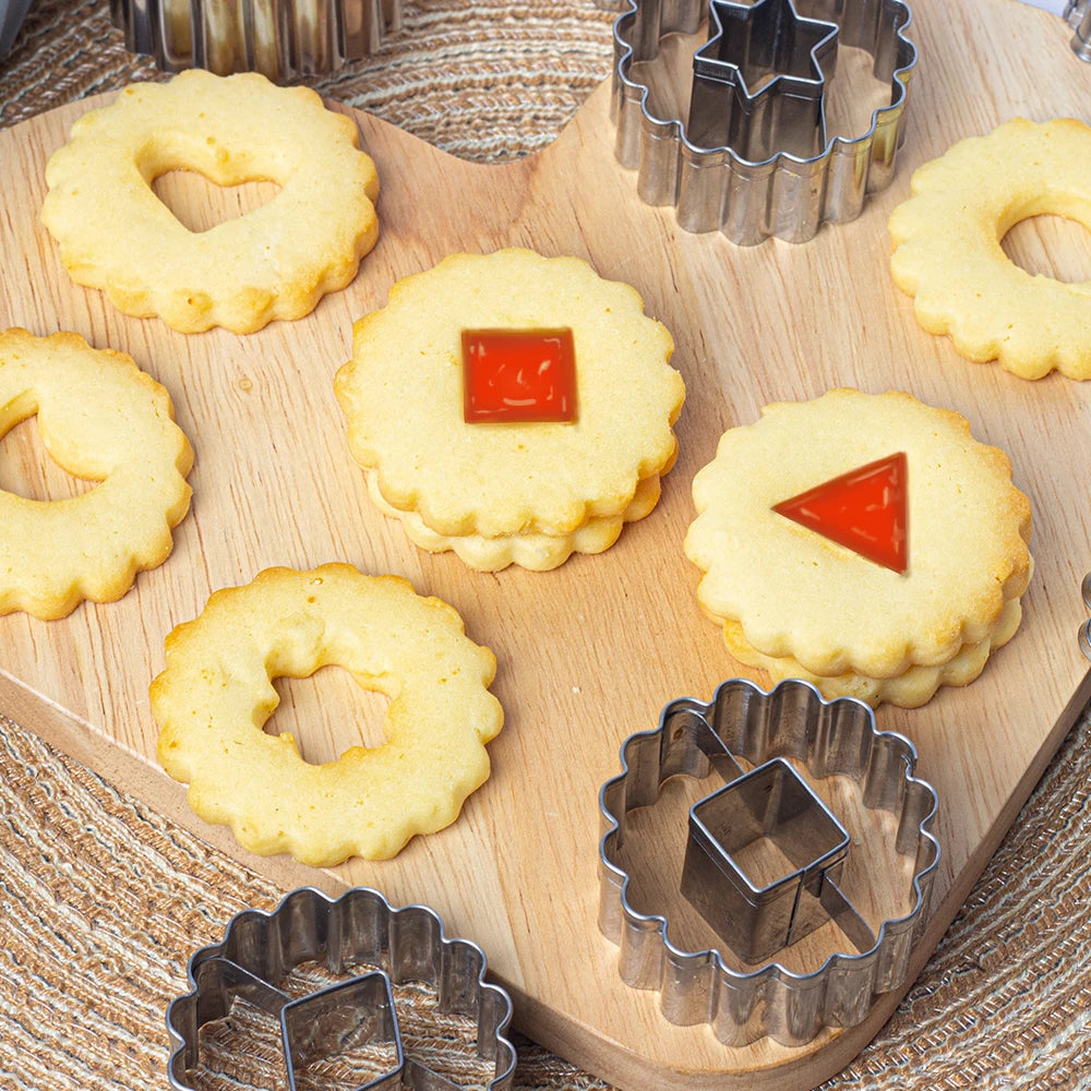 9PCS Jam Cookie Cutter Set Food Grade Moon Star Heart Flower Easy Clean Molds for Fondant Biscuit Pastry Home Baking