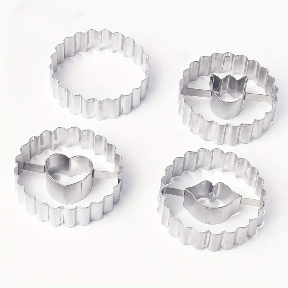 9PCS Jam Cookie Cutter Set Food Grade Moon Star Heart Flower Easy Clean Molds for Fondant Biscuit Pastry Home Baking