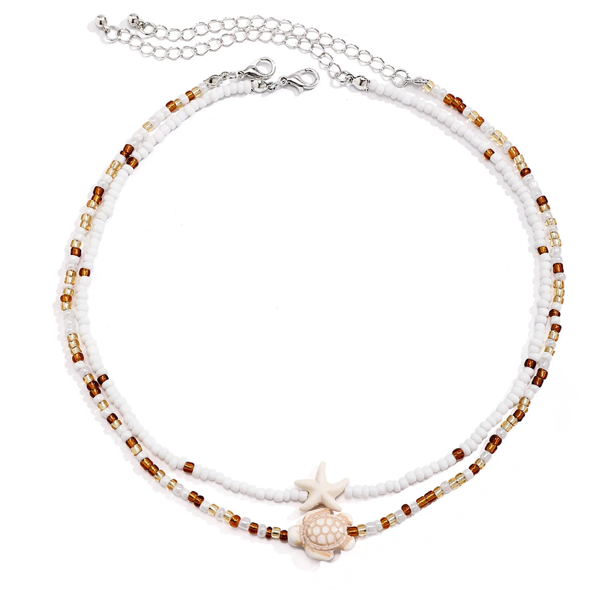 Layered Small Seed Beads Chains with Starfish Turtle Choker Necklace for Women Trendy Collar on Neck 2023 Fashion Jewelry Female