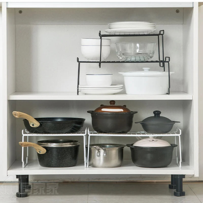Stackable Iron Kitchen Shelving Cupboard Dish Rack Kitchenware Seasoning Storage Rack Kitchen Organizer Rack