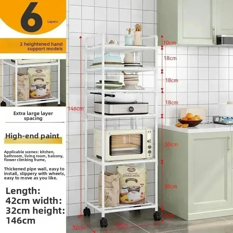 Kitchen mobile storage cart, multi-layer floor rack, dish refrigerator organizer refrigerator organizer