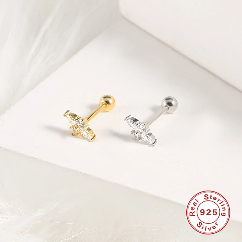 CANNER Pendientes Plata 925 Piercing Stud Earrings For Women Cubic Zirconia 925 Sterling Silver Cartilage Earring Jewerly 1pc