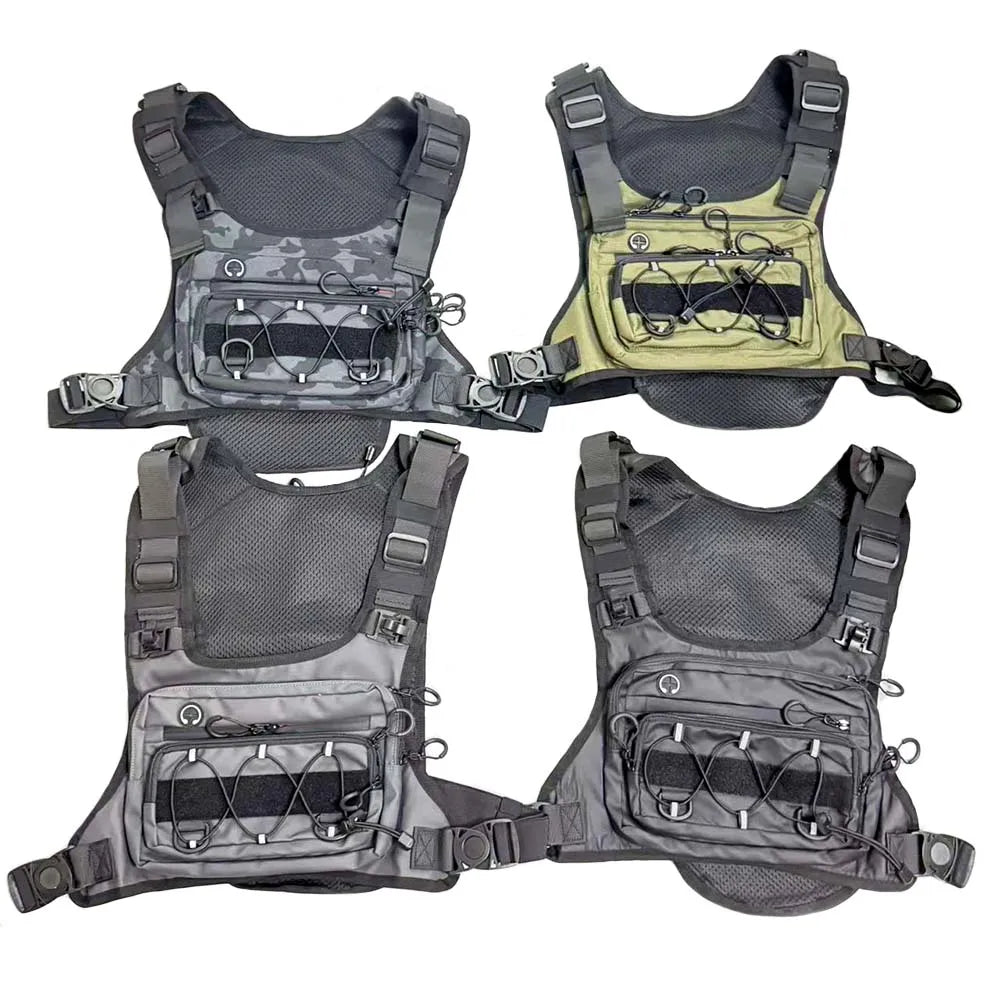 Outdoor tactical chest bag, multi-functional vest, multi-pocket sport cycling backpack, water bag, running vest Saco peito homem