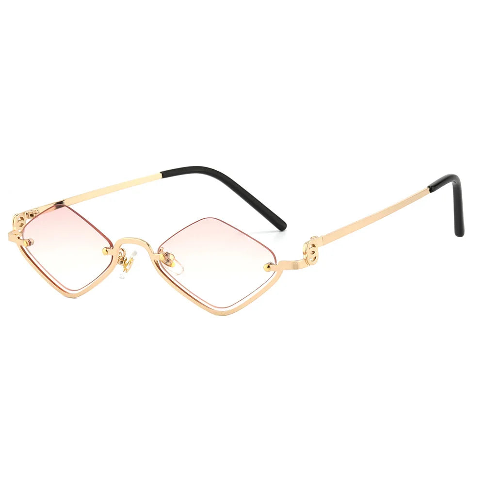 Fashion Small Polygonal Sunglasses Women Luxury Brand Metal Half Frame Sun Glasses Ladies Hipster Sexy Cat Eye Shades Vintage