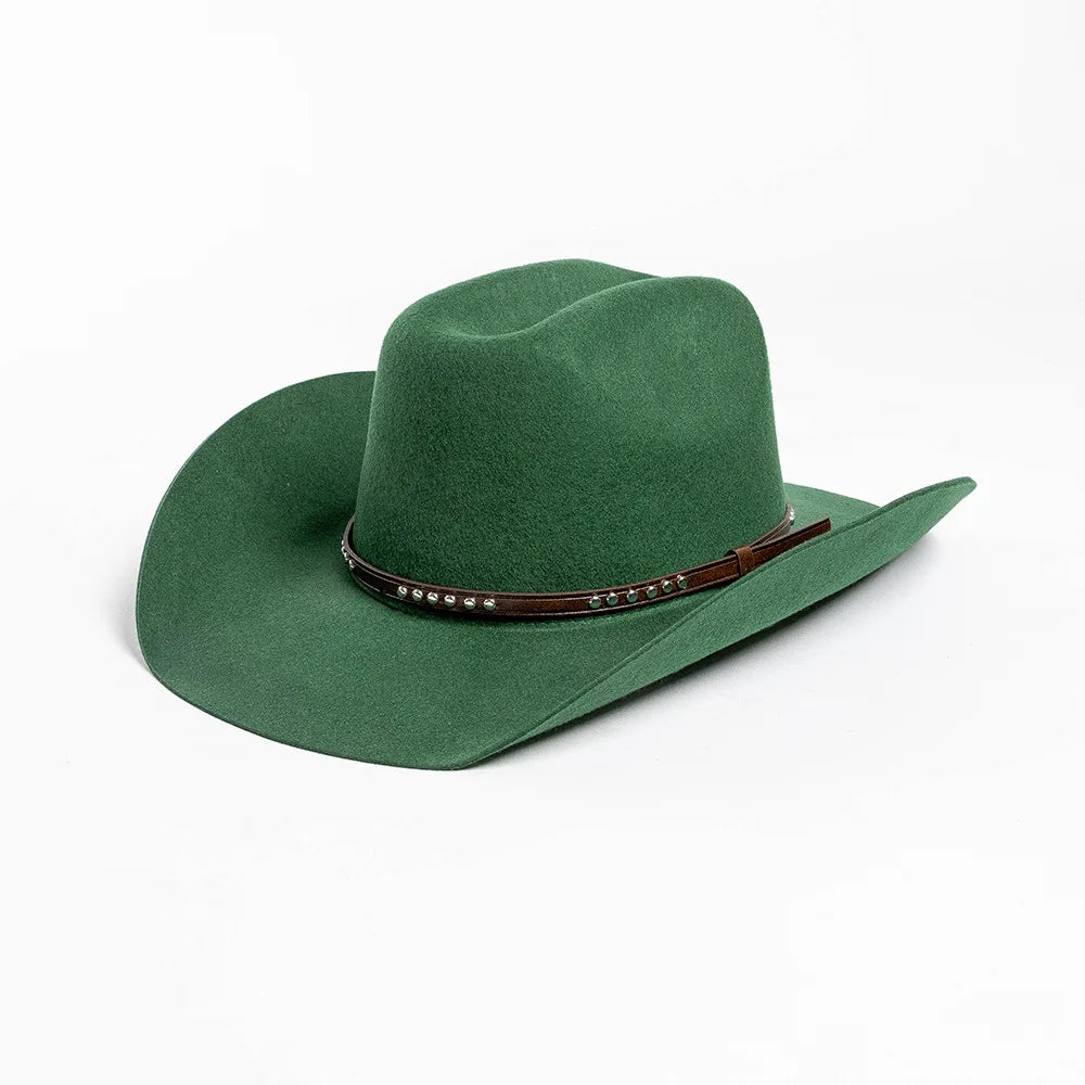USPOP Autumn Winter Western Cowboy Hat Unisex Casual Studded Wool Felt Hat with Belt  Large Size Fedora Available in Sizes S-XL