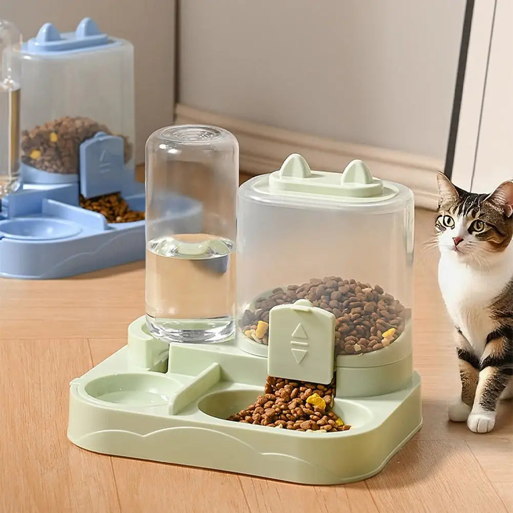 Plastic  Automatic Cat Feeder And Waterer All-in-One Pet Food Water Dispenser Large Capacity Food Storage Dispenser Pet Supplies
