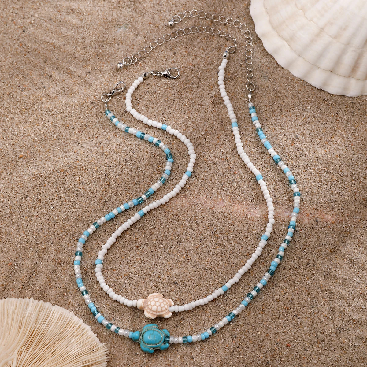 Layered Small Seed Beads Chains with Starfish Turtle Choker Necklace for Women Trendy Collar on Neck 2023 Fashion Jewelry Female
