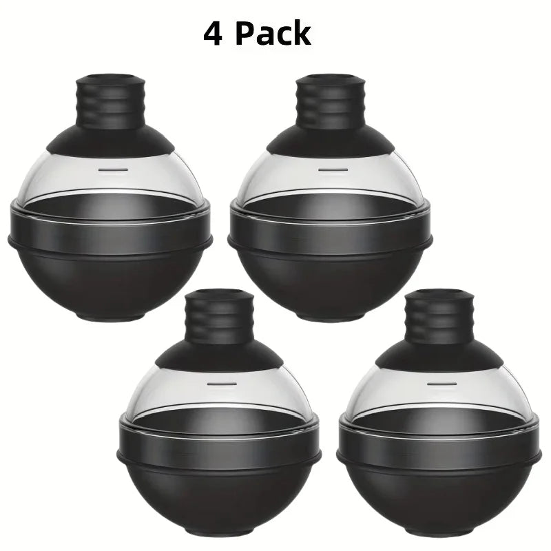 1/4Pack Silicone Ice Ball Maker 2.4Inch Whiskey Large Sphere Ice Mold with 2in1 Funnel Lid Cocktails Ice Cube Tool Kitchen Acces