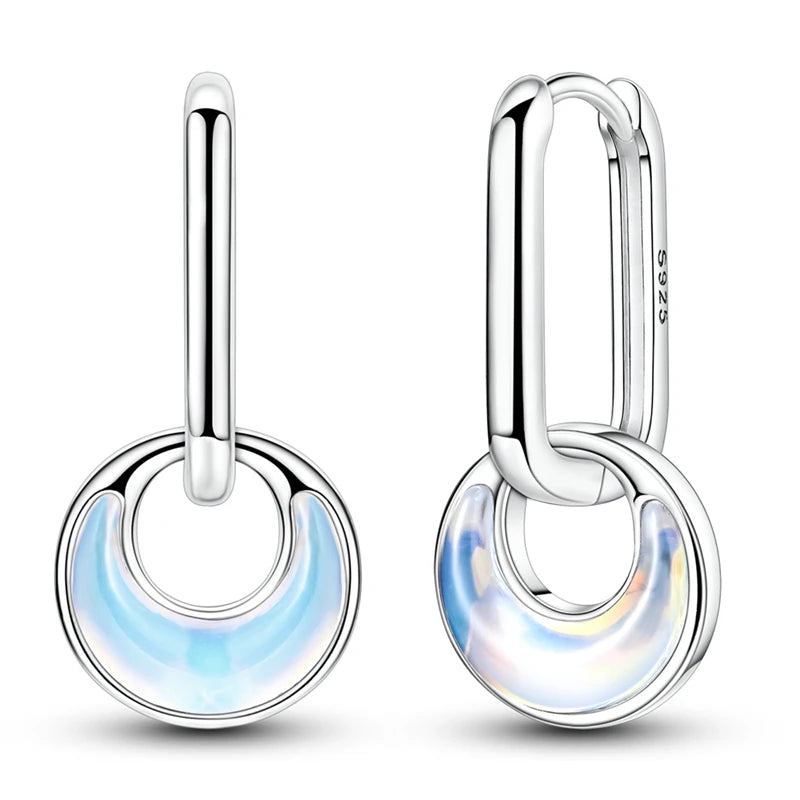 Original 925 Sterling Silver Women Hoop Earrings High Quality Shine Zircon U Shaped Classic Style Earring For Women Jewelry Gift