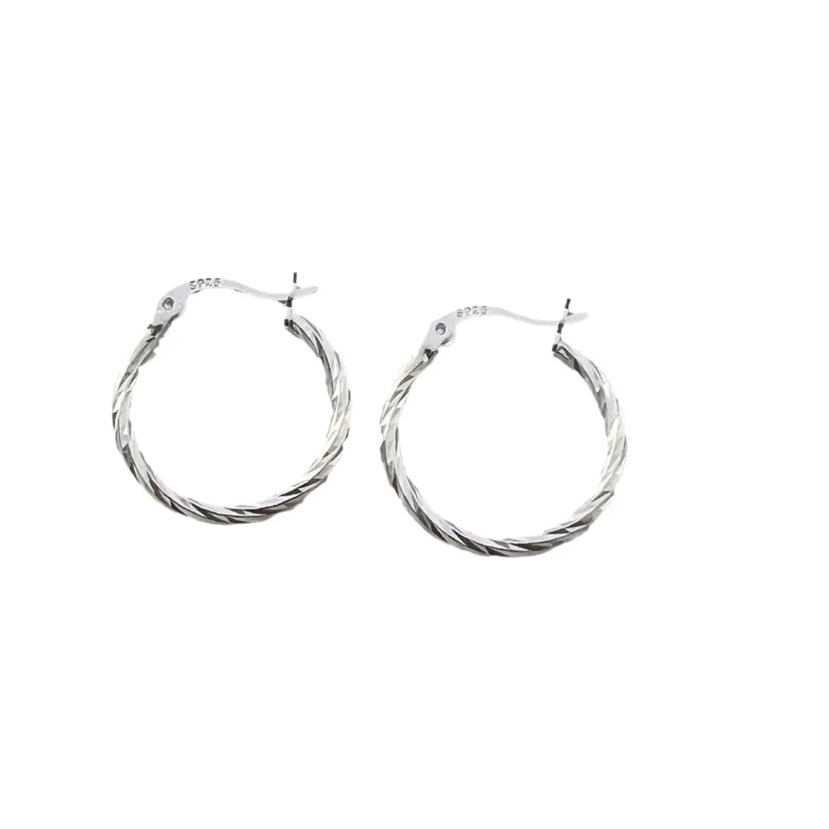 925 Sterling Silver 18mm Twisted Circle Sparkling Hoop Earrings for Women Girls Wedding Party Jewelry