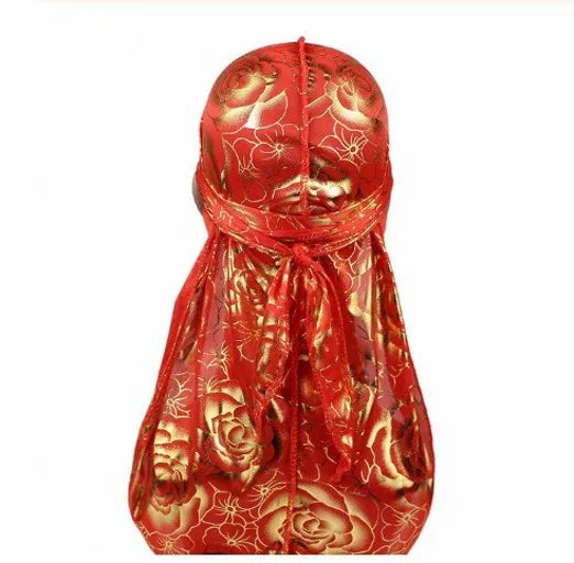 Satin Floral Printed Headband Scarves for Women Hair Accessories Mens Doo Rag Durag Long Tail Cap Bandana Turban Unisex Headwear