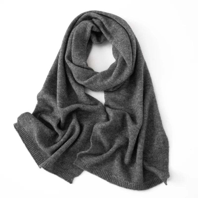 Soft 100% Cashmere Scarf for Autumn and Winter, Women's Knitted Warm Neck Protection Scarf 160*25CM