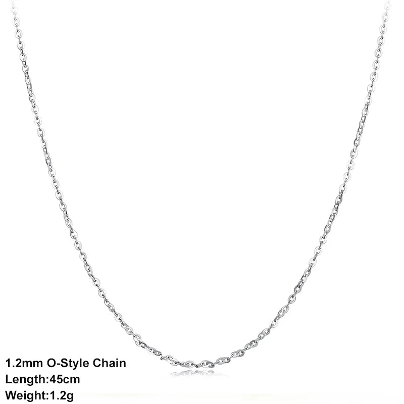 WOSTU Classic Basic Chains Solid 925 Sterling Silver O-Shaped Necklace Twisted Snake Bar Singapore Box Chain Square Links 45CM