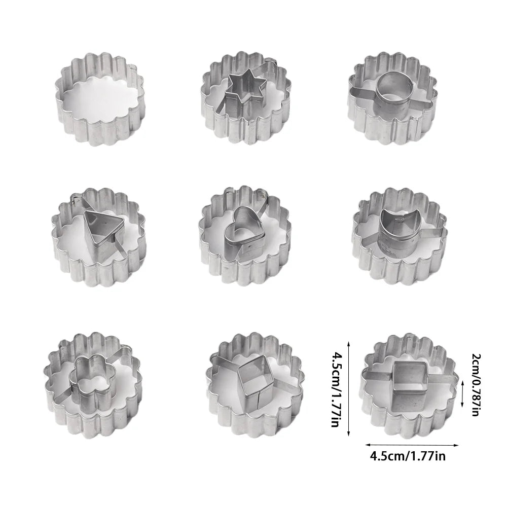 9PCS Jam Cookie Cutter Set Food Grade Moon Star Heart Flower Easy Clean Molds for Fondant Biscuit Pastry Home Baking