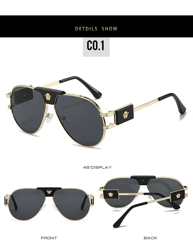 Classic Aviation Sunglasses Women Brand Designer Cattle Head Decoration Brand Designer Pilot Sun Glasses UV400