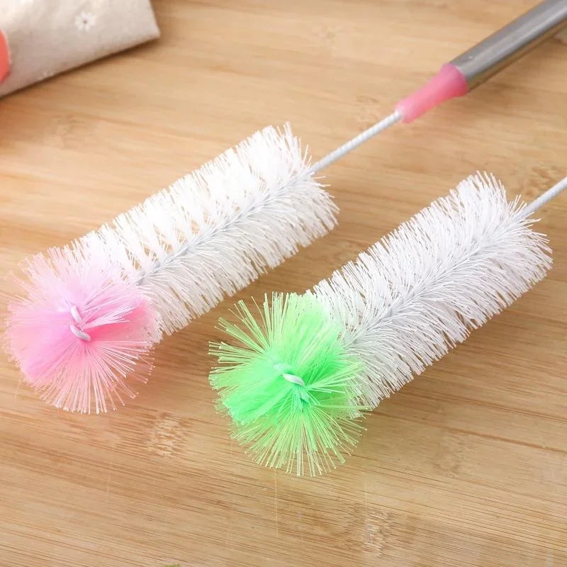 Round Head Bendable Long Handle Cup Brushes Bottle Brush Cleaning Brush Home Kitchen Gadget Random Color